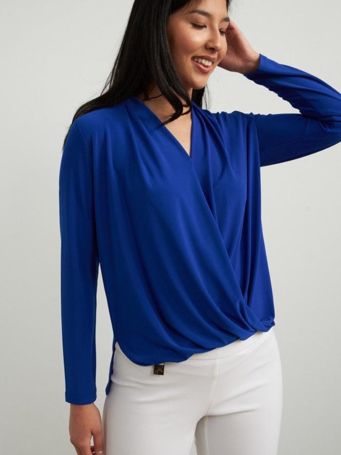 Joseph Ribkoff Tops Joseph Ribkoff Sapphire Blue Draped Front Top 213341 2922 izzi-of-baslow