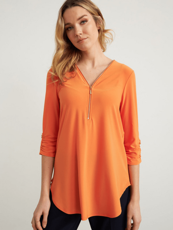 Joseph Ribkoff Tops Joseph Ribkoff Tangerine Zip Detail Top 211115 (A) izzi-of-baslow