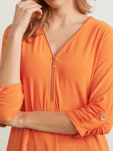 Joseph Ribkoff Tops Joseph Ribkoff Tangerine Zip Detail Top 211115 (A) izzi-of-baslow