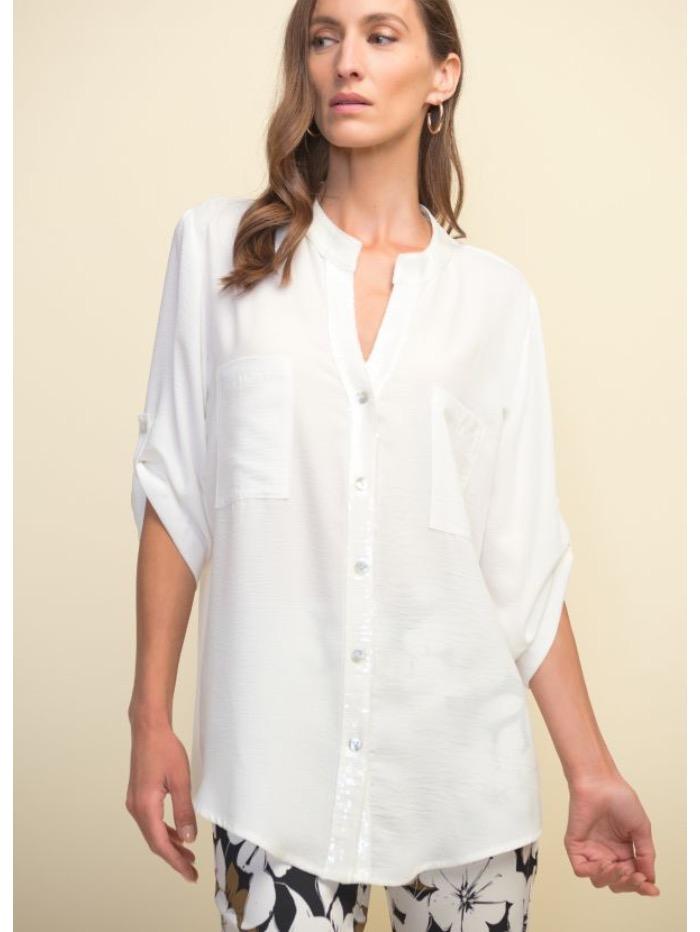 Joseph Ribkoff Tops Joseph Ribkoff White Blouse with Sequinned Detail 211170 izzi-of-baslow