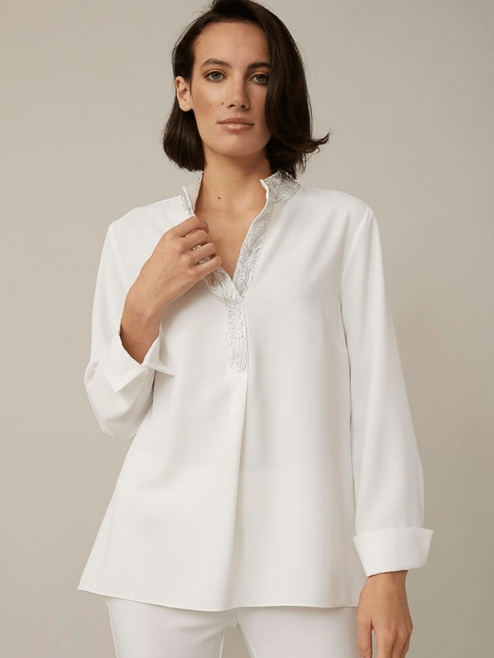 Joseph Ribkoff Tops Joseph Ribkoff White Embroidered Detail Blouse 221119 1761 izzi-of-baslow