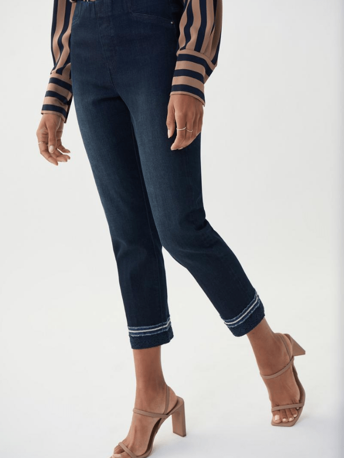 Joseph Ribkoff Trousers: Jeans Joseph Ribkoff Blue Denim Pull On Pattern Hem Jeans 222923 3302 izzi-of-baslow