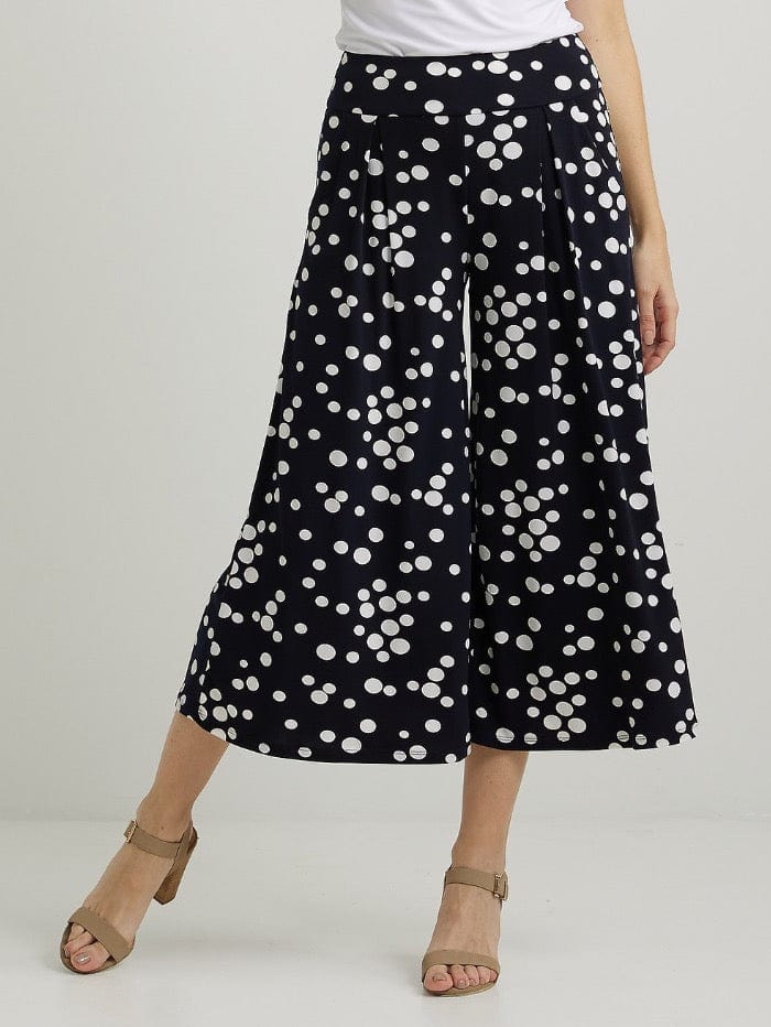 Joseph Ribkoff Trousers Joseph Ribkoff Navy and Off White Spotty Printed Culotte Trousers 222119 2229 izzi-of-baslow