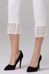 Joseph Ribkoff Trousers Joseph Ribkoff White Cutout Hem Crop Trousers 201437 izzi-of-baslow