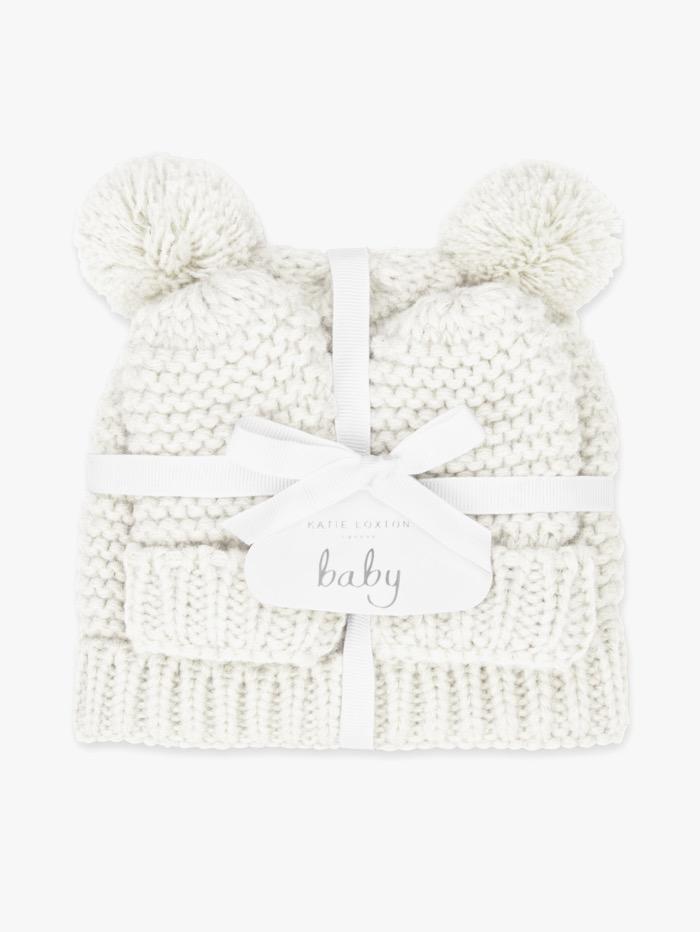 Katie Loxton Accessories One Size Katie Loxton Baby Hat and Mittens Set White BA0066 izzi-of-baslow