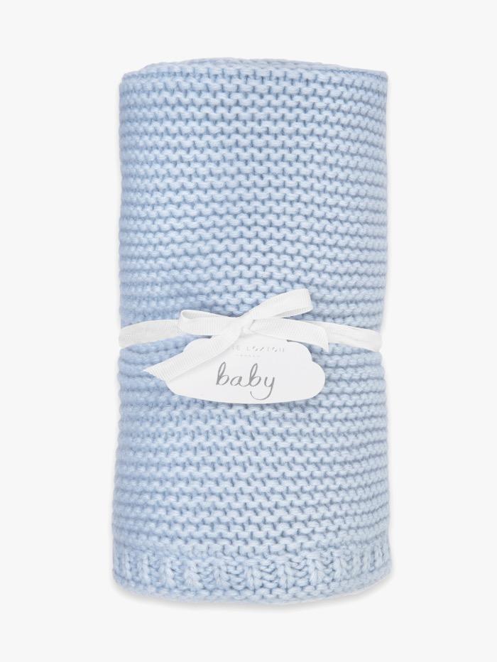 Katie Loxton Accessories One Size Katie Loxton Blue Cotton Knitted Baby Blanket BA0072 izzi-of-baslow
