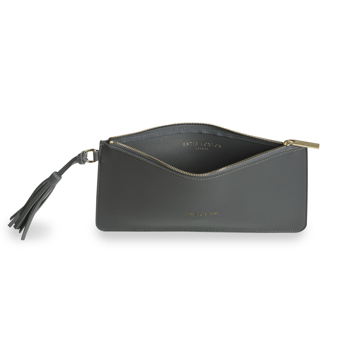 Katie Loxton Accessories One Size Katie Loxton Florrie Tassel Time To Shine Pouch Charcoal KLB374 izzi-of-baslow