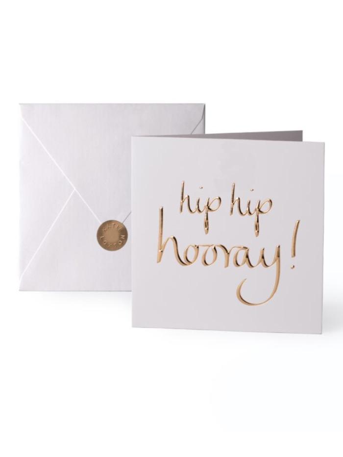 Katie Loxton Accessories One Size Katie Loxton Greetings Card Hip Hip Hooray White and Gold KLGC izzi-of-baslow