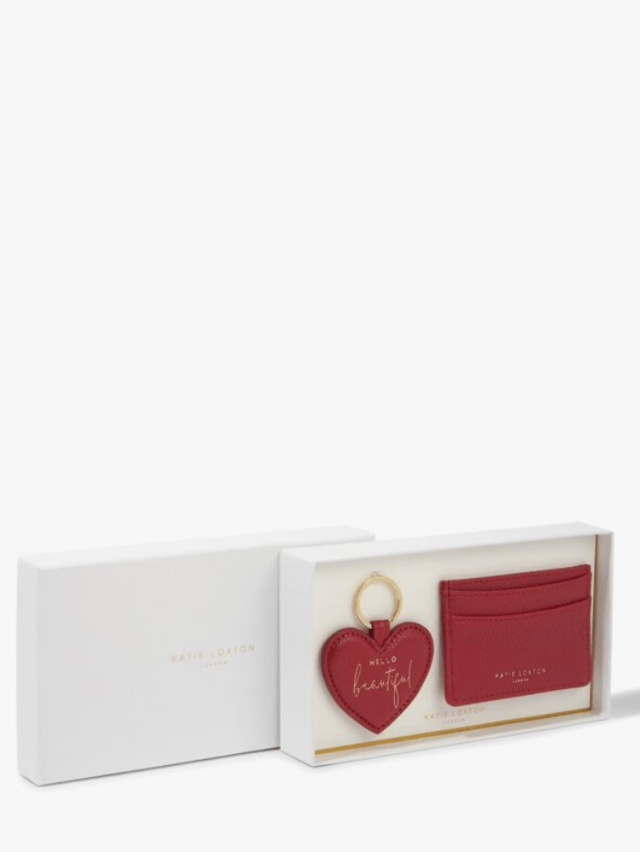 Katie Loxton Accessories One Size Katie Loxton Red Heart Keyring &amp; Card Holder Set KLB1888 izzi-of-baslow