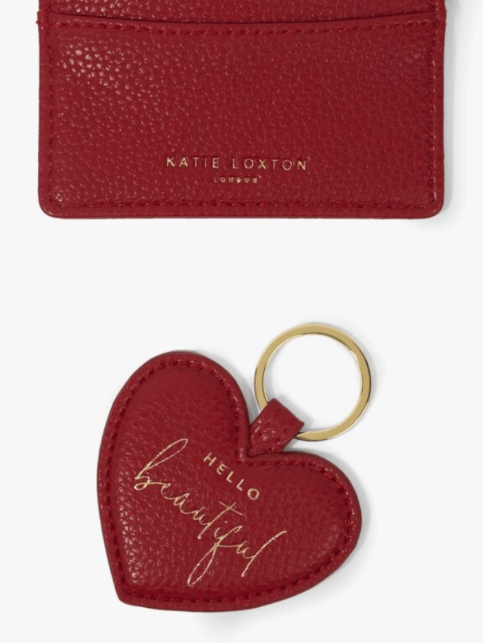 Katie Loxton Accessories One Size Katie Loxton Red Heart Keyring &amp; Card Holder Set KLB1888 izzi-of-baslow