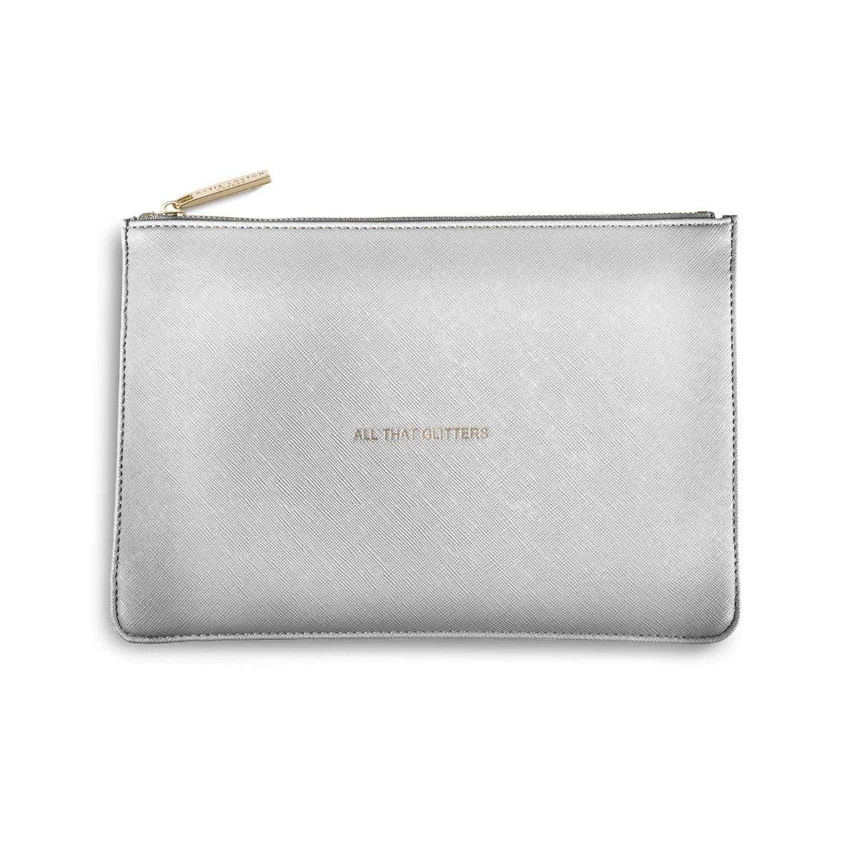 Katie Loxton Gifts One Size Katie Loxton All That Glitters Perfect Pouch in Metallic Silver KLB042 izzi-of-baslow