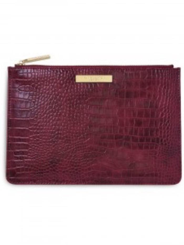 Katie Loxton Gifts One Size Katie Loxton Celine Faux Croc Perfect Pouch in Burgundy KLB1148 izzi-of-baslow