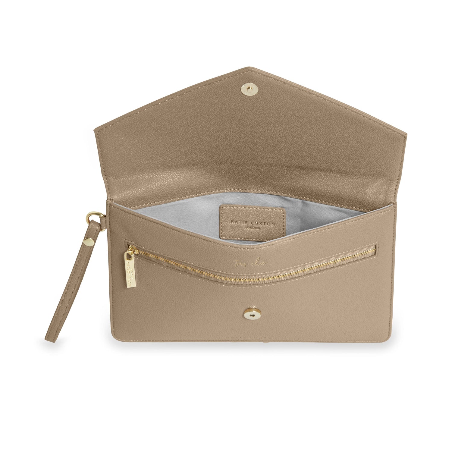 Katie Loxton Gifts One Size Katie Loxton Esme Envelope Taupe Clutch Bag KLB794 izzi-of-baslow