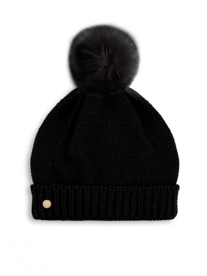 Katie Loxton Gifts One Size Katie Loxton Faux Fur Black Bobble Hat KLS175 izzi-of-baslow