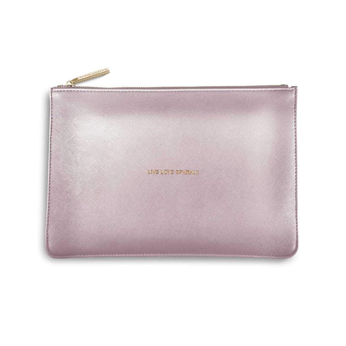 Katie Loxton Gifts One Size Katie Loxton Live Love Sparkle Perfect Pouch Metallic Pink KLB089 izzi-of-baslow