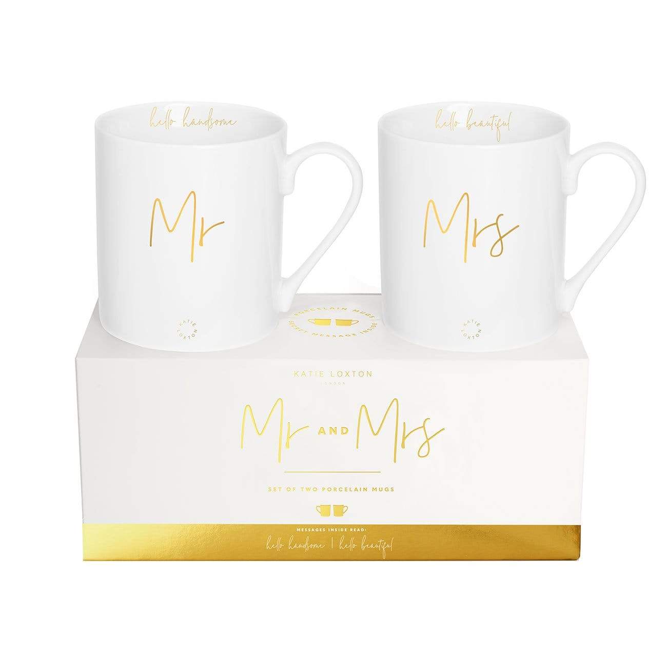 Katie Loxton Gifts One Size Katie Loxton Mr and Mrs Porcelain Mug Gift Set KLCW026 izzi-of-baslow