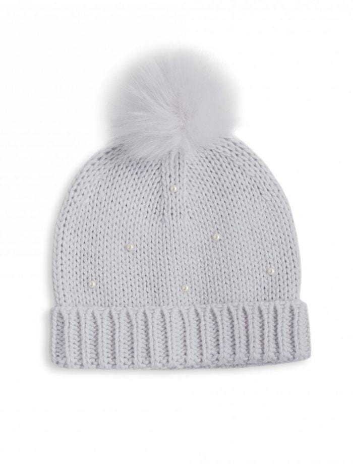 Katie Loxton Gifts One Size Katie Loxton Pearl Knit Grey Bobble Hat KLS114 izzi-of-baslow