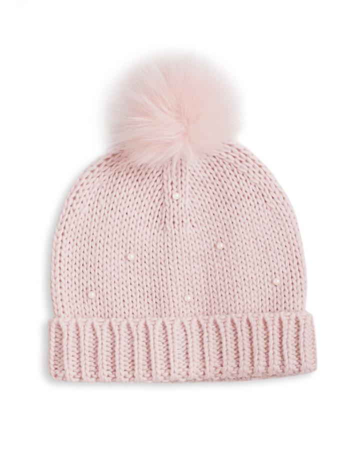 Katie Loxton Gifts One Size Katie Loxton Pearl Knit Pink Bobble Hat KLS114 izzi-of-baslow