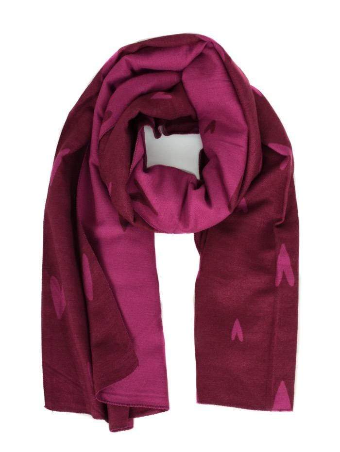 Katie Loxton Gifts One Size Katie Loxton Soft Heart Scarf Burgundy and Raspberry izzi-of-baslow