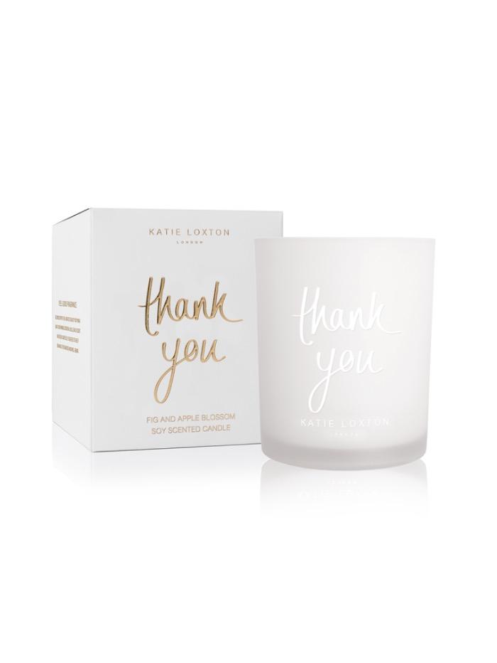Katie Loxton Gifts One Size Katie Loxton ‘Thank You’ Candle in White Box With Gold Writing KLC092 S izzi-of-baslow