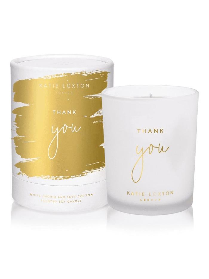Katie Loxton Gifts One Size Katie Loxton Thank You Candle Round White Box With Gold KLC S izzi-of-baslow
