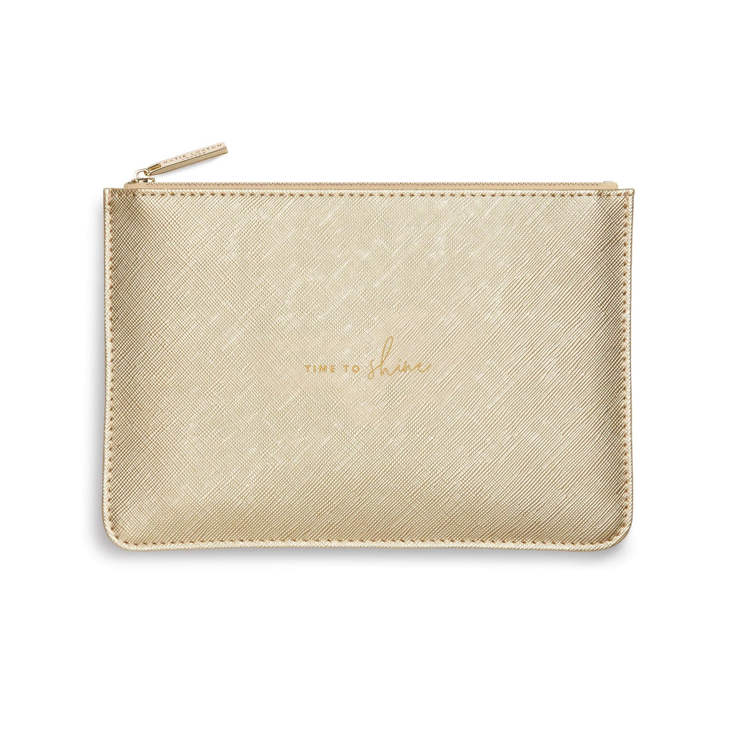 Katie Loxton Gifts One Size Katie Loxton Time To Shine Perfect Pouch in Metallic Gold KLB752 izzi-of-baslow