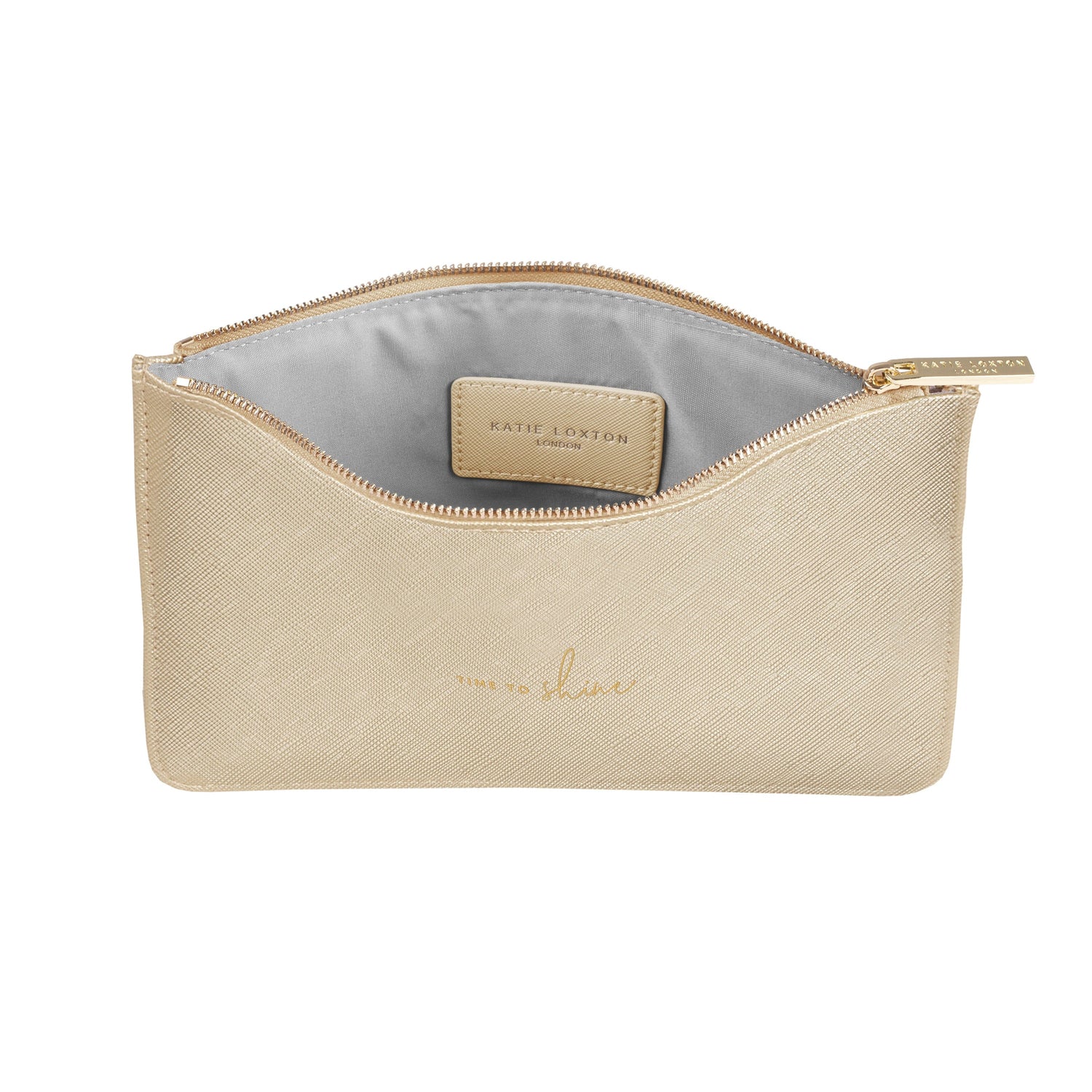 Katie Loxton Gifts One Size Katie Loxton Time To Shine Perfect Pouch in Metallic Gold KLB752 izzi-of-baslow