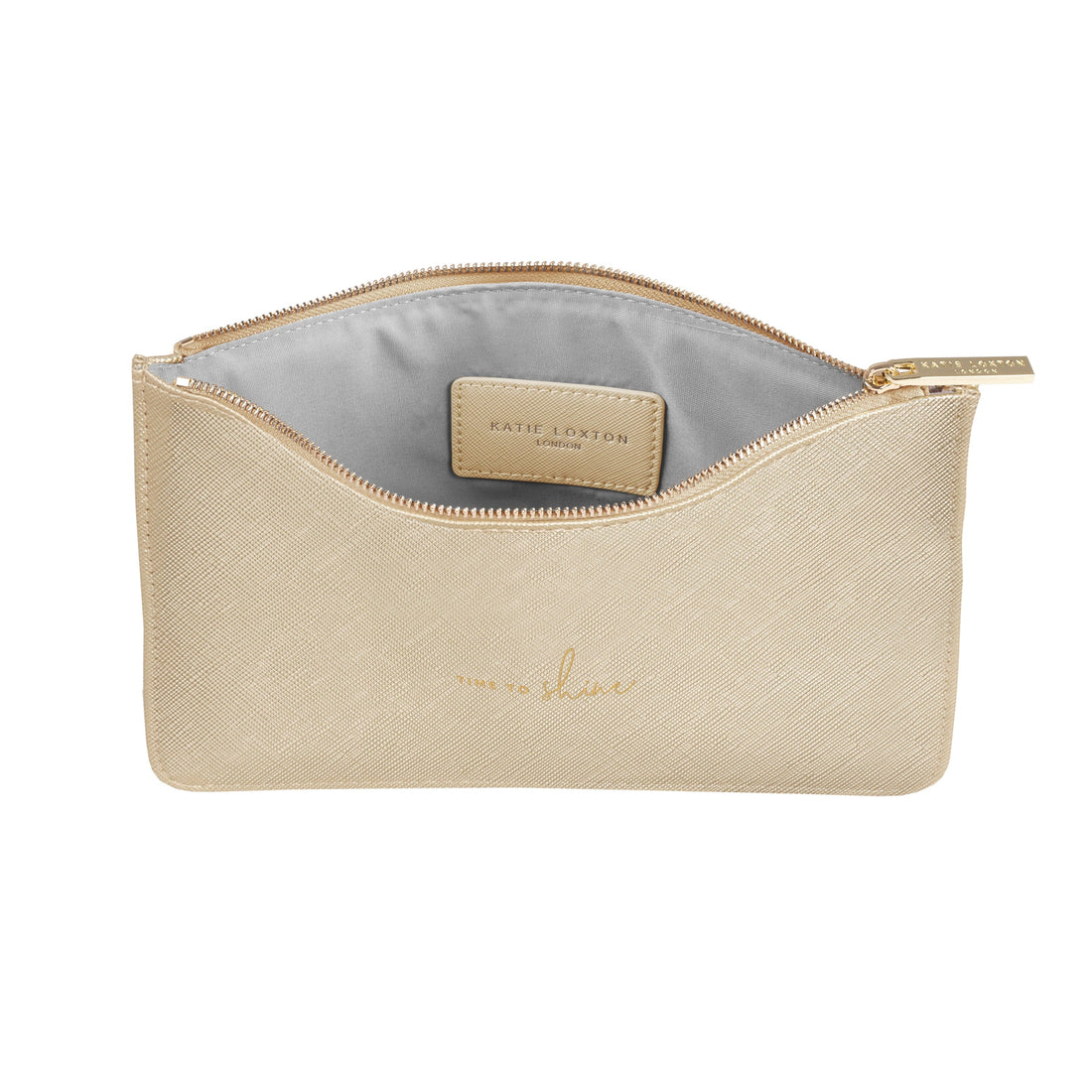 Katie Loxton Gifts One Size Katie Loxton Time To Shine Perfect Pouch in Metallic Gold KLB752 izzi-of-baslow