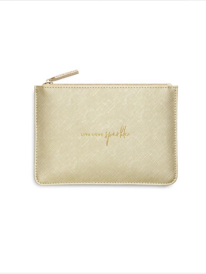 Katie Loxton Gifts One Size PKatie Loxton Mini Perfect Pouch Live Love Sparkle Gold KLB608 S izzi-of-baslow