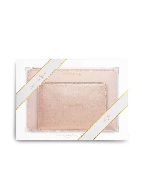 Katie Loxton Handbags One Size Katie Loxton Perfect Pouch Gift Set Love Love Love Pink KLB587 izzi-of-baslow