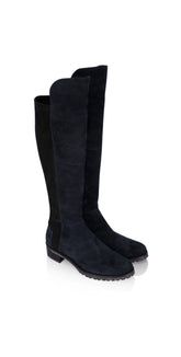 Kennel & Schmenger Shoes Kennel & Schmenger Blues Long Flat Boots in Navy Suede 41-24160-485 izzi-of-baslow