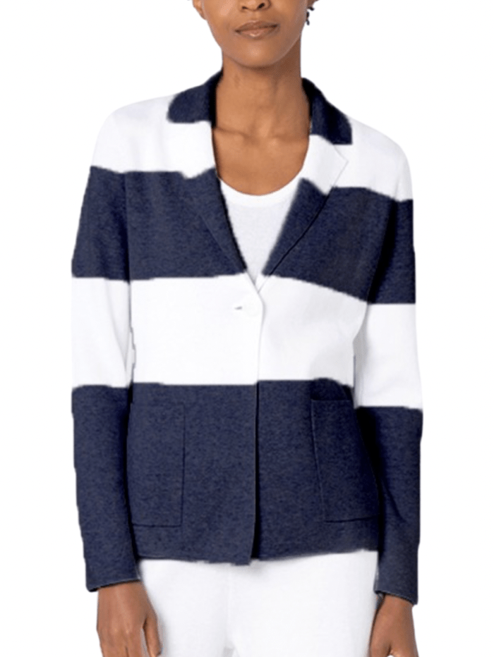 KINROSS Coats and Jackets KINROSS Cashmere Cotton Blended Navy and White Blazer LSSD3-242 izzi-of-baslow