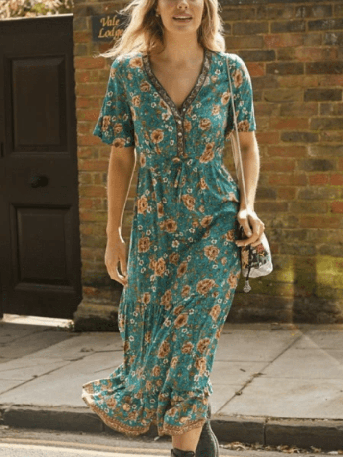 Libby Loves Dresses S Libby Loves Green Vintage Rose Maxi izzi-of-baslow