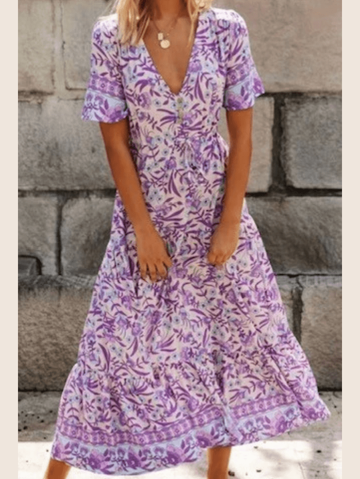 Libby Loves Dresses S Libby Loves Lilac Floral Maxi Dress izzi-of-baslow