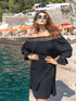 Lindsey Brown Resortwear Beachwear Lindsey Brown Naples Bardot Dress Black & Gold izzi-of-baslow