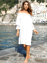 Lindsey Brown Resortwear Beachwear Lindsey Brown Naples Bardot Dress White & Gold izzi-of-baslow