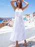 Lindsey Brown Resortwear Beachwear Lindsey Brown Paris White Belted Maxi Beach Dress izzi-of-baslow