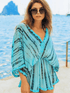 Lindsey Brown Resortwear Beachwear One Size Lindsey Brown T Mojito Tie Dye Silk Kaftan Sea Breeze izzi-of-baslow