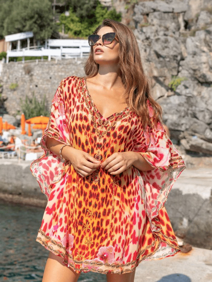 Lindsey Brown Resortwear Beachwear One Size Lindsey Brown Zanzibar Vibrant Animal Print Beach Cover Up izzi-of-baslow