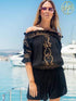 Lindsey Brown Resortwear Tops Lindsey Brown Black with Rose Gold Bardot Top San Marino izzi-of-baslow