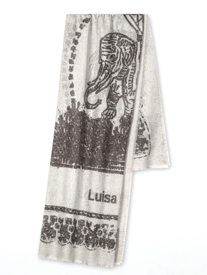 Luisa Cerano Accessories One Size Luisa Cerano Monochrome Cream Printed Scarf 858541 9355 7061 izzi-of-baslow