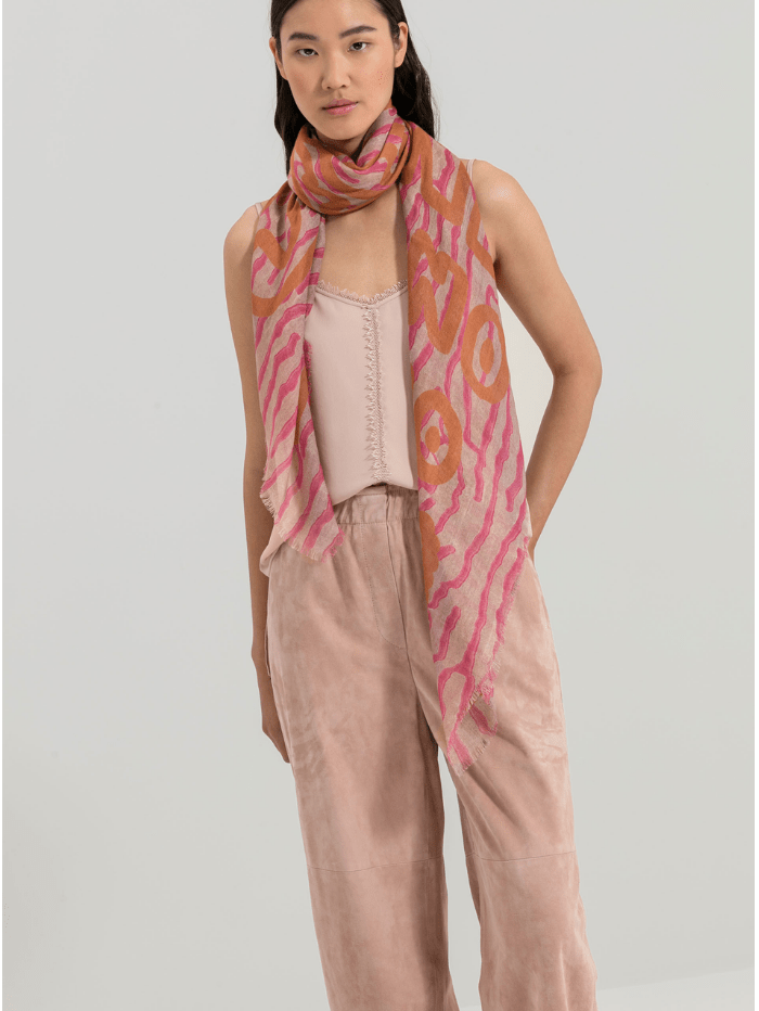 Luisa Cerano Accessories One Size Luisa Cerano Pink & Orange Blended Silk Scarf 858501 9209 izzi-of-baslow