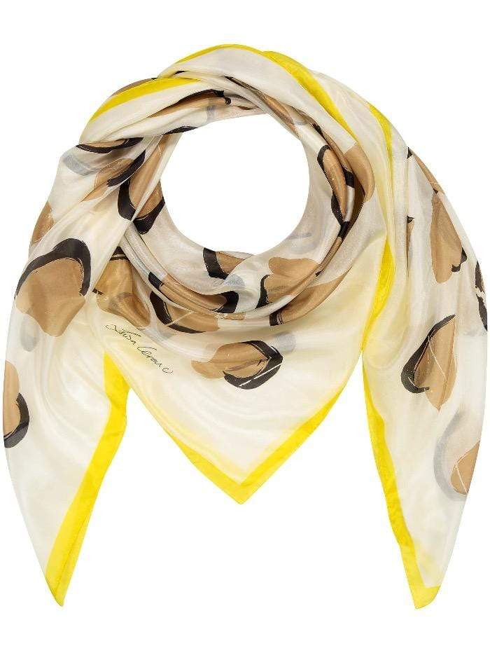 Luisa Cerano Accessories One Size Luisa Cerano Yellow Trim Heart Motif Scarf 838689/9166 izzi-of-baslow