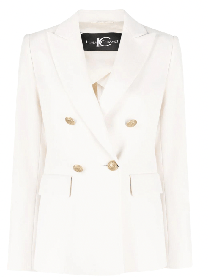 Luisa Cerano Coats and Jackets Luisa Cerano Chalk Double Breasted Blazer 478280 3453 0701 izzi-of-baslow