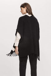 Luisa Cerano Coats & Jackets Luisa Cerano Black Fringed Cape 428293/5099 izzi-of-baslow