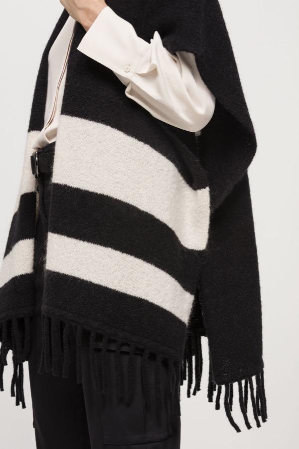 Luisa Cerano Coats &amp; Jackets Luisa Cerano Black Fringed Cape 428293/5099 izzi-of-baslow