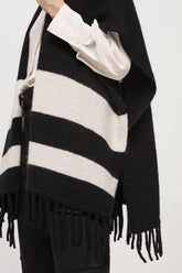 Luisa Cerano Coats & Jackets Luisa Cerano Black Fringed Cape 428293/5099 izzi-of-baslow