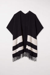 Luisa Cerano Coats & Jackets Luisa Cerano Black Fringed Cape 428293/5099 izzi-of-baslow