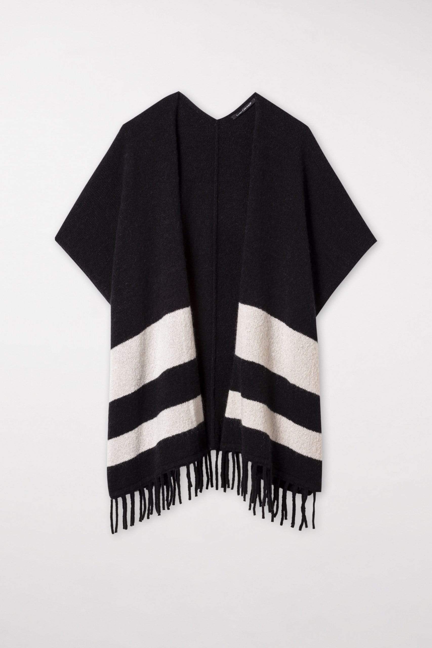 Luisa Cerano Coats &amp; Jackets Luisa Cerano Black Fringed Cape 428293/5099 izzi-of-baslow