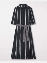 Luisa Cerano Dresses Luisa Cerano Stripe Shirt Dress Dark Blue and White 718124/2444 izzi-of-baslow